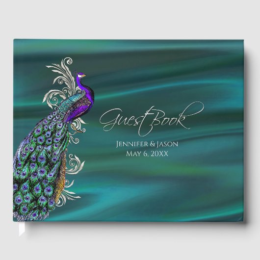 Aquamarines Satin- und Peacock-Gästebuch Gästebuch (Vorderseite)