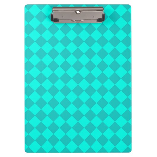 Aquamarines Schachbrett Diamantmuster Klemmbrett (Vorderseite)