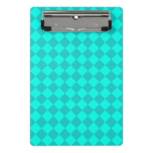 Aquamarines Schachbrett Diamantmuster Mini Klemmbrett (Vorderseite)