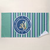 Aquamarines Schiff mit blaugestreiftem Schiff Strandtuch (Vorderseite)
