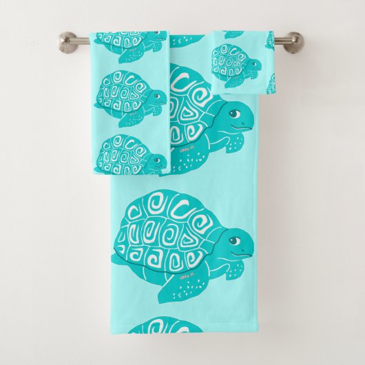 Aquamarines Schildkröte-Muster-Aqua-Tuch-Set Badhandtuch Set (Insitu)