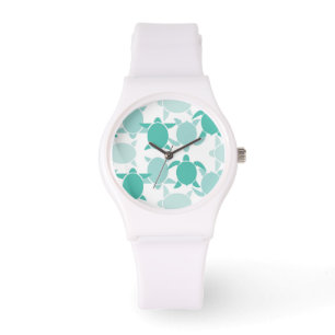 Aquamarines Schildkröte-Muster Armbanduhr