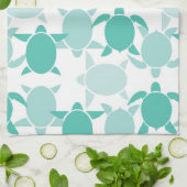 Aquamarines Schildkröte-Muster Geschirrtuch (Gefaltet)