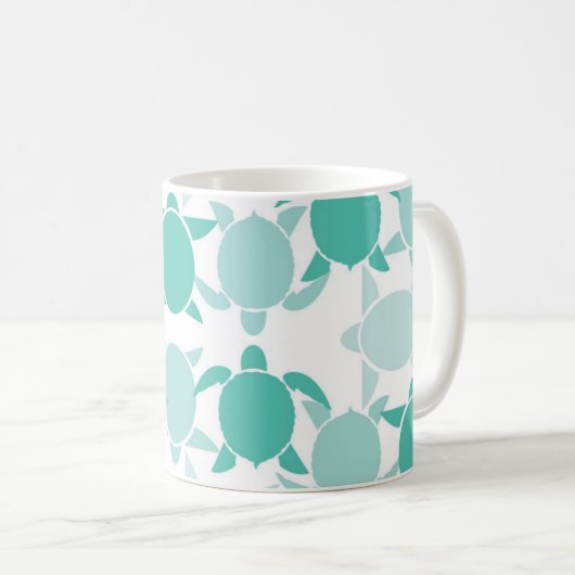 Aquamarines Schildkröte-Muster Kaffeetasse (VorderseiteRechts)