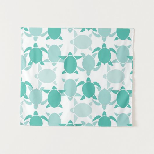 Aquamarines Schildkröte-Muster Wandteppich (Vorderseite (Horizontal))