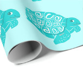 Aquamarines Schildkrötenmuster Aqua Wrapping Paper Geschenkpapier (Rolleneckpunkt)