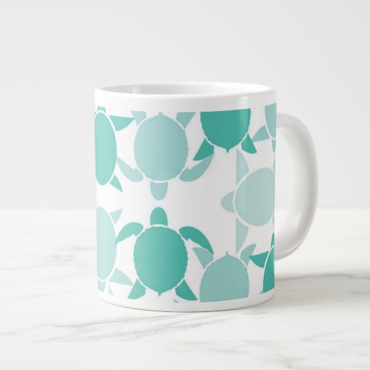 Aquamarines Schildkrötenmuster Jumbo-Tasse (Vorderseite Rechts)