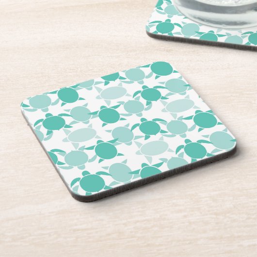 Aquamarines Schildkrötenmuster Untersetzer (Linke Seite)