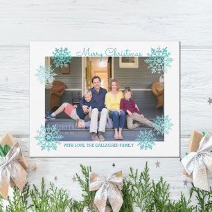 Aquamarines schimmerndes Chic Snowflake Holiday Fo Feiertagskarte