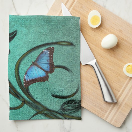 Aquamarines Schmetterling Pair Küchentuch (Viertel Falte)