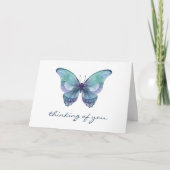 Aquamarines Schmetterlingsdenken über Ihr Beileid Karte (Vorderseite)