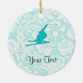 Aquamarines Schnee-Skifahren Keramikornament (Hinten)