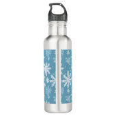 Aquamarines Schneeflockenmuster Edelstahlflasche (Rückseite)