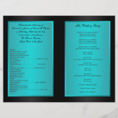 Aquamarines, schwarz-florales Hochzeitsprogramm (Rückseite)