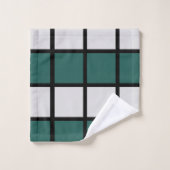 Aquamarines schwarz gekreuztes Muster Badhandtuch Set (Waschlappen)