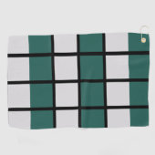 Aquamarines schwarz gekreuztes Muster Golfhandtuch (Horizontal)