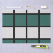 Aquamarines schwarz gekreuztes Muster Seidenpapier (Handwerk)