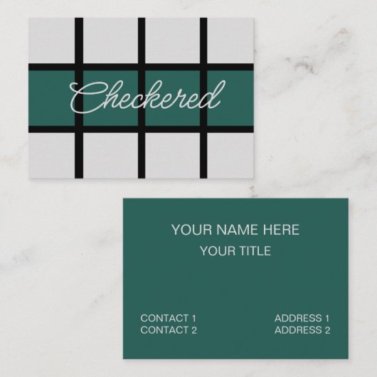 Aquamarines schwarz gekreuztes Muster Visitenkarte (Vorne/Hinten)