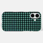 Aquamarines Schwarz-Weave-Muster Case-Mate iPhone Hülle (Rückseite (Horizontal))