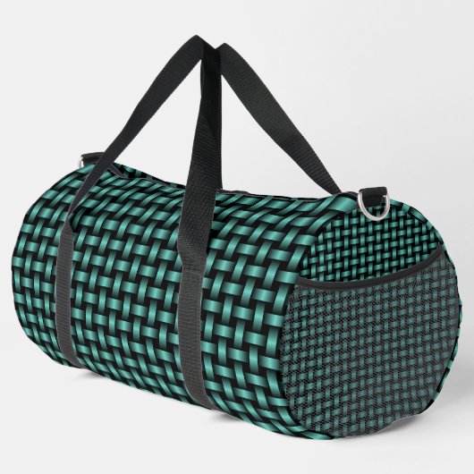 Aquamarines Schwarz-Weave-Muster Duffle Bag (Rechte Ecke)