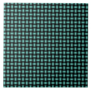 Aquamarines Schwarz-Weave-Muster Fliese