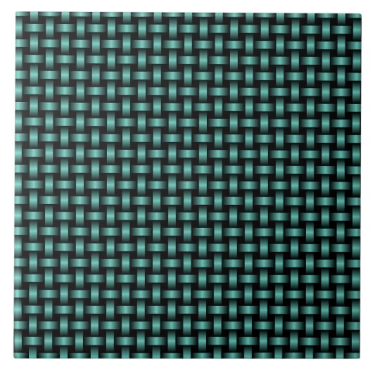 Aquamarines Schwarz-Weave-Muster Fliese (Vorderseite)