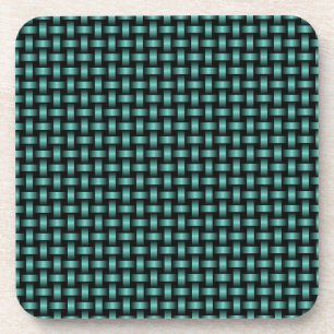 Aquamarines Schwarz-Weave-Muster Getränkeuntersetzer