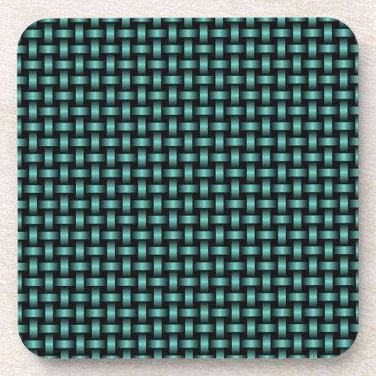 Aquamarines Schwarz-Weave-Muster Getränkeuntersetzer (Vorderseite)