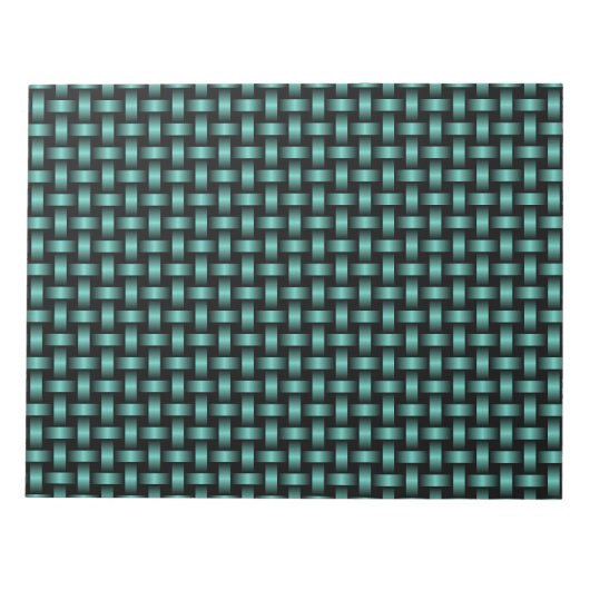 Aquamarines Schwarz-Weave-Muster Notizblock (Vorderseite)
