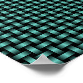 Aquamarines Schwarz-Weave-Muster Poster (Ecke)