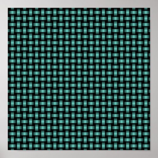 Aquamarines Schwarz-Weave-Muster Poster (Vorne)