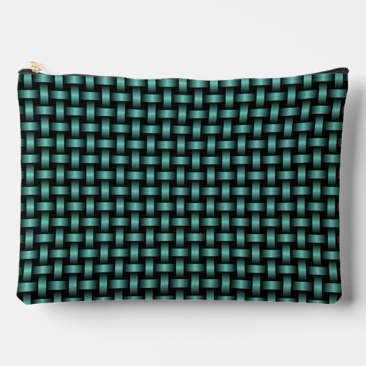 Aquamarines Schwarz-Weave-Muster Zubehörtasche (Vorderseite)