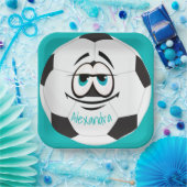 Aquamarines Schwarz-Weiß-Fußball-Lustikal Pappteller (Party)