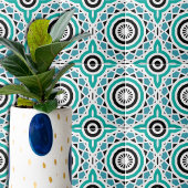 Aquamarines Schwarz-Weiß-Tribal-Ethnic Geometric-M Fliese