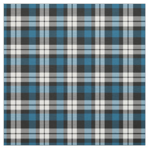 Aquamarines Schwarz-weißes Tartan-Quadrat-Muster Stoff