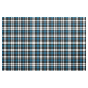 Aquamarines Schwarz-weißes Tartan-Quadrat-Muster Stoff