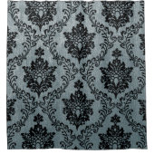 Aquamarines schwarzes Damastmuster, Jugendstil-Mus Duschvorhang (Vorderseite)