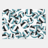 aquamarines schwarzes Mannschaftsfarben, Volleybal Geschenkpapier Set (Vorderseite)