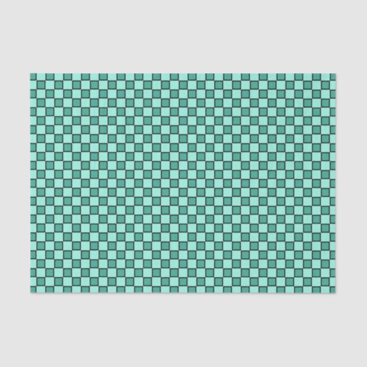 Aquamarines Schwarzes Prüfbrett-Muster Seidenpapier (Vorderseite)