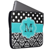Aquamarines Schwarzes punktiert Laptopschutzhülle (Vorne Rechts)