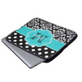 Aquamarines Schwarzes punktiert Laptopschutzhülle (Vorne Knopf)