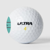 Aquamarines Schwarzes Strip-Skriptname Monogram Golfball (Logo)