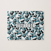 aquamarines schwarzes Volleyballmuster personalisi Puzzle (Horizontal)