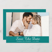 Aquamarines Script-Hochzeitungs-Foto Speichern Sie Save The Date (Vorne/Hinten)