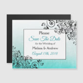 Aquamarines Script Save the Date Wednet Magnet (Vorne/Hinten)