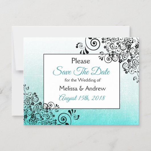 Aquamarines Script Save the Date Wednet Magnet (Vorderseite)