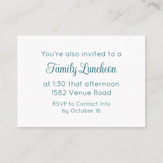 Aquamarines Script Temple Sealing & Meal Einladung (Rückseite)