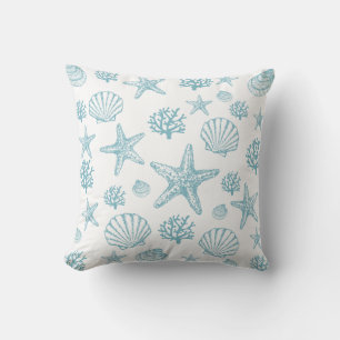 Aquamarines Seashell Beachy Pattern Kissen