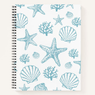 Aquamarines Seashell Starfish Strandmuster Notizblock