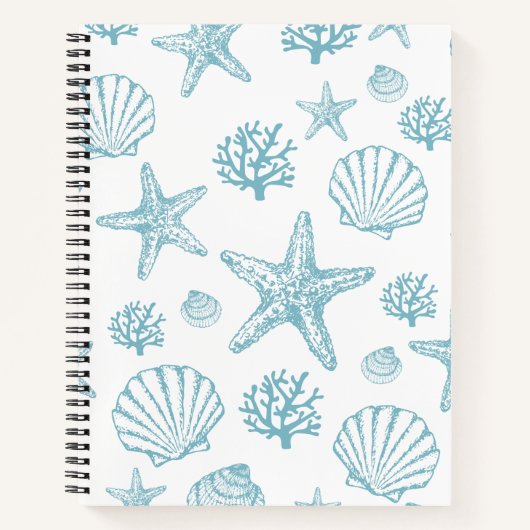 Aquamarines Seashell Starfish Strandmuster Notizblock (Vorderseite)